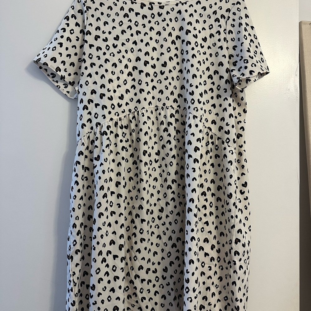 MTS Cream and Black Leopard Print Top